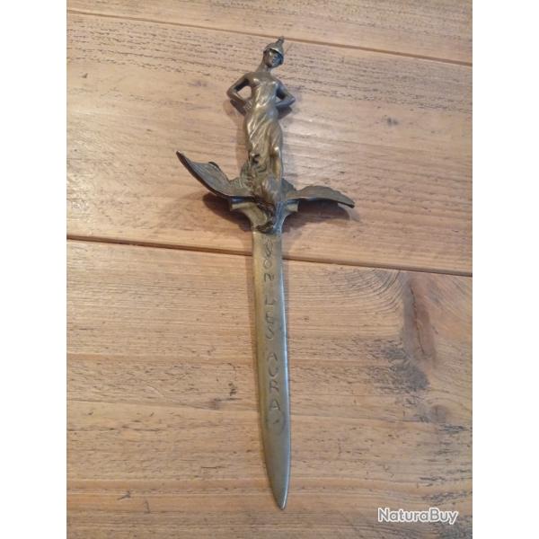 E.Leli�vre magnifique ouvre lettres patriotique Bronze massif dor� art nouveau