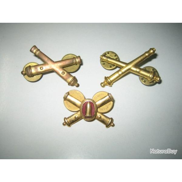 US Collars bage Artillery - WW2 - Lot de 3 Insignes