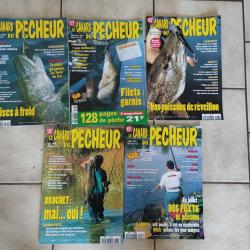 5 MAGAZINES LE CANARD DU PECHEUR N&deg; 56 61 63 67 89 ANNEES 1998/1999/2001