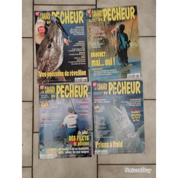 4 MAGAZINES LE CANARD DU PECHEUR N� 56 61 63 67 ANNEES 1998/1999