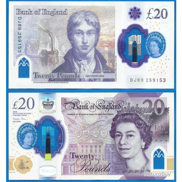Royaume Uni 20 Pounds 2018 Billet Polymere Grande Bretagne Uk United Kingdom