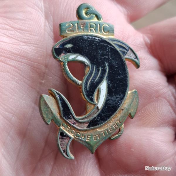 INSIGNE 21 REGIMENT INFANTERIE COLONIALE ( DRAGO PARIS BERANGER PERIODE INDOCHINE )