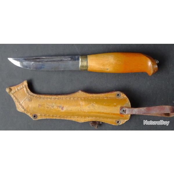 COUTEAU PUUKKO ANCIEN RARE "LISAKKI JARVENPAA" MADE IN FINLAND 1930 + ETUI