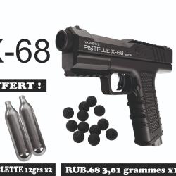 VENTE EXPRESS - Pack Pistolet D&eacute;fense Calibre 68- Pistelle X-68 V2 - 19.9 Joules VF - NxWerks