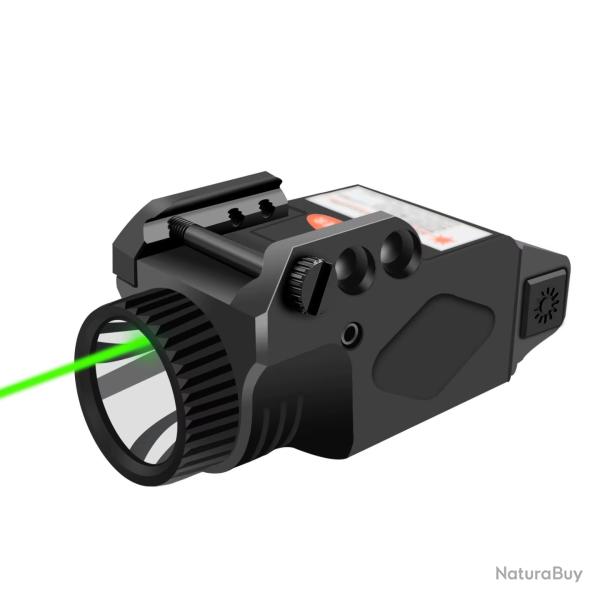 Lampe Laser Vert sur batterie rechargeable 1000 Lumens Strobo