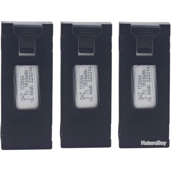 Lot de 3 Batteries Li-ion 3,7V 1800mAh pour Drone RC - E88 / E99 / E525 / P1 / K3 / S1 / P8