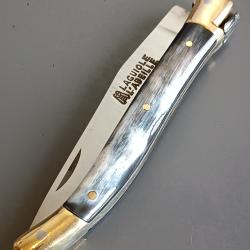 ANCIEN COUTEAU LAGUIOLE L'ABEILLE, THERIAS, THIERS, manche CORNE, guilloch&eacute;