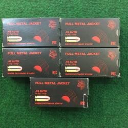 Lot de 250 munitions GECO Calibre .45 Auto / .45 ACP en FMJ 230grs / 14,9g