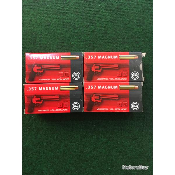 Lot de 200 munitions GECO Calibre .357 Magnum en FMJ 158grs / 10,2g