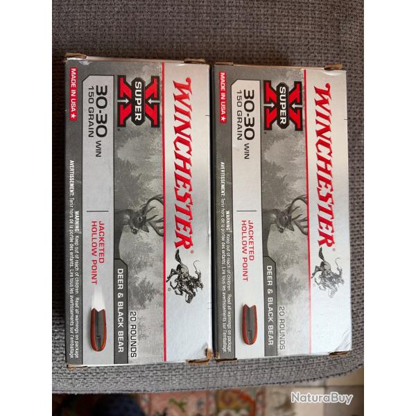 Balles Winchester Hollow Point - Cal. 30.30 - 150 / X 2 boites de 20