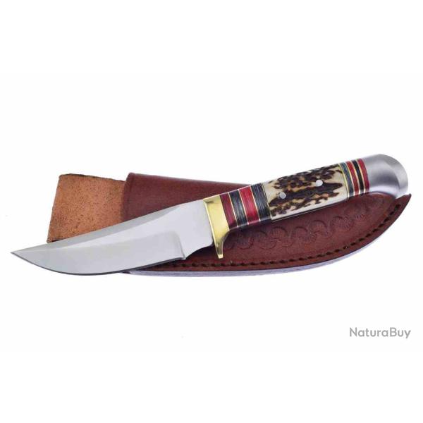 Couteau Frost Cutlery Deer Stag Lame Acier Inox Manche Fa�on Cerf Etui Cuir HR1179