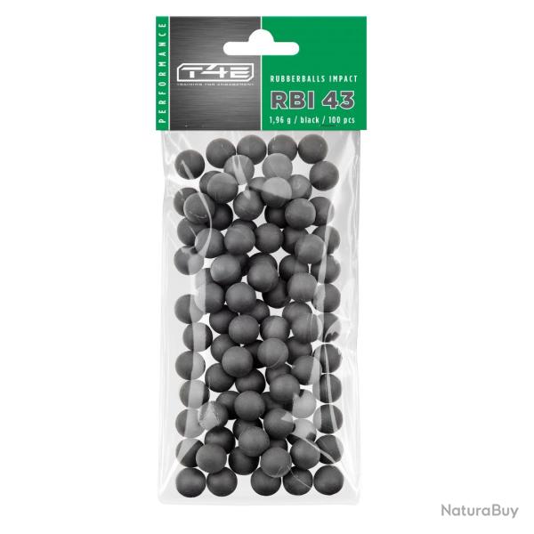 BILLES RBI CAOUTCHOUC NOYAU ACIER CAL .43 X100 - T4E NEUF U UNIQUE