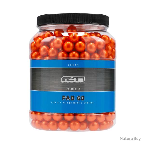 BILLES PAB PAINTBALL BIO ORANGE CAL .68 SPORT 68 X500 - T4E NEUF U ORANGE