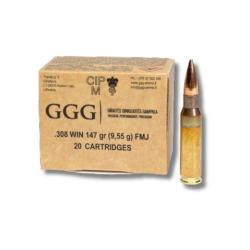 BOITE DE .308WIN 147GR FMJ X20 - GGG NEUF U UNIQUE