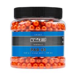 BILLES PAINTBALL BIO ORANGE CAL .43 SPORT PAB 43 X500 - T4E NEUF U ORANGE