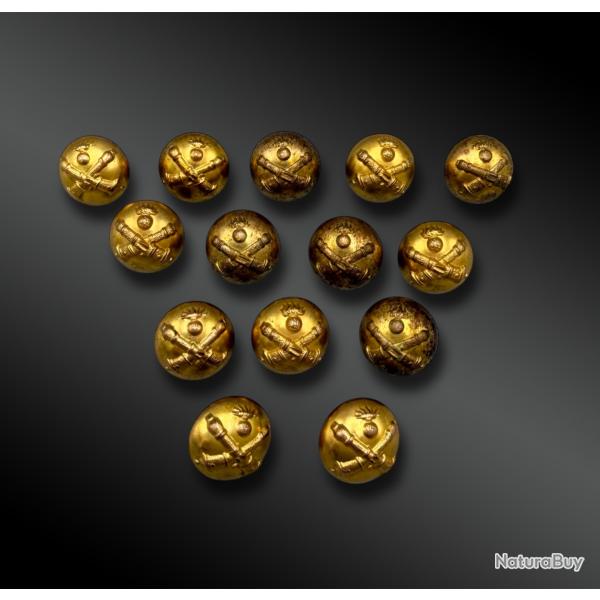 ENSEMBLE de quatorze boutons d'artillerie - France - XIX�me si�cle