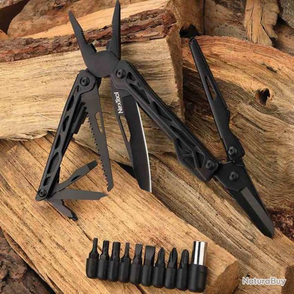 Pince Multifonction Nextool Black Knight Lame Acier 420J2 Manche Acier Noir 10 Embouts NTL20151