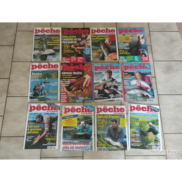12 MAGAZINES LA PECHE ET LES POISSONS ANNEES 1999/2000/2001