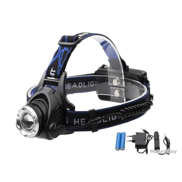 Ench�re Lampe frontale  LED + ZOOM + 2 Accus + 2 Chargeurs