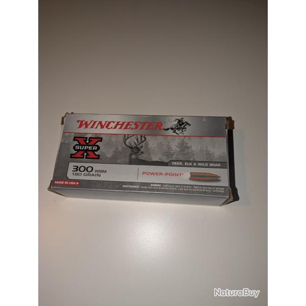 Une boite de 20 WINCHESTER 300 WSM 180 GR POWER POINT