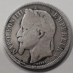 Pi&egrave;ce De Monnaie Argent  France 1 franc Napoleon III 1866 bordeaux Rare