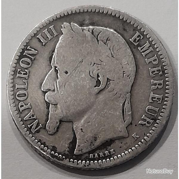 Pi�ce De Monnaie Argent  France 1 franc Napoleon III 1866 bordeaux Rare