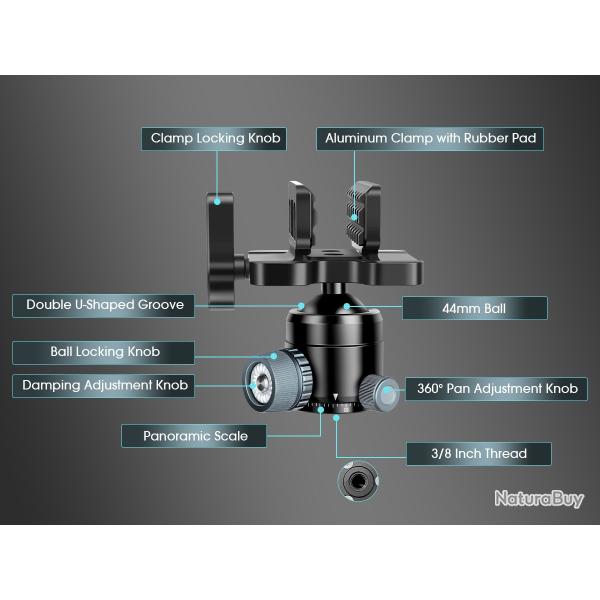 Pince �  fusil et t�te rotative pour trepied tir