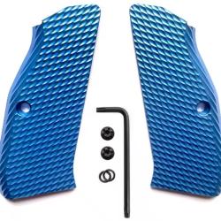 Plaquettes poign&eacute;es grip Aluminium Bleu- CZ 75 - Grip Agressif -