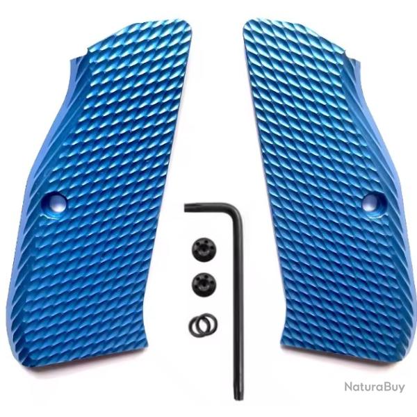 Plaquettes poign�es grip Aluminium Bleu- CZ 75 - Grip Agressif -
