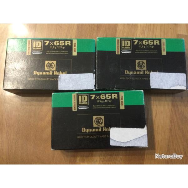 Balles 7X65R RWS 11.5 gr classic lot de 3 boites