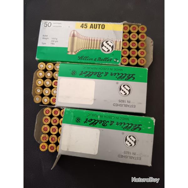 149 DOUILLES DE 45 ACP S&B TIREES AU MOINS UNE FOIS...