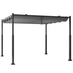 Pergola d'ext&eacute;rieur avec auvent r&eacute;tractable 310 x 310 x 225 cm durable et r&eacute;sistant au vent style m