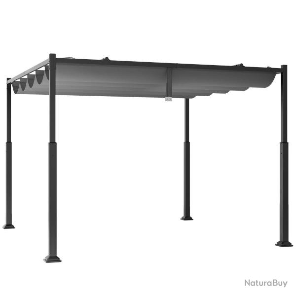 Pergola d'ext�rieur avec auvent r�tractable 310 x 310 x 225 cm durable et r�sistant au vent style m