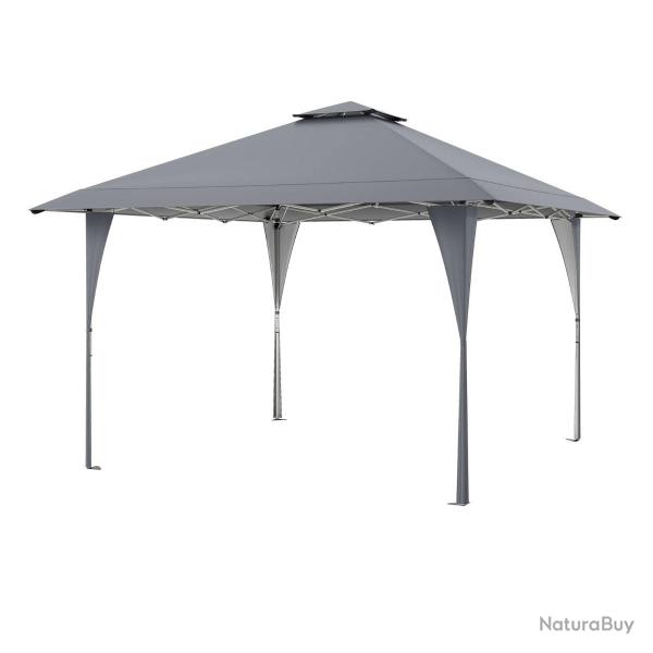 Tonnelle de jardin 395 x 395 cm avec ventilation am�lior�e et montage facile en tissu oxford gris 2