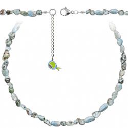 Collier en larimar - Perles roul&eacute;es 5 &agrave; 8 mm - 60 cm