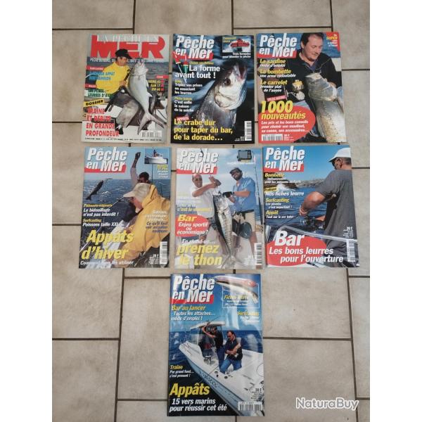 7 MAGAZINES LA PECHE EN MER ANNEES 1995/1997/1999/2000/2001
