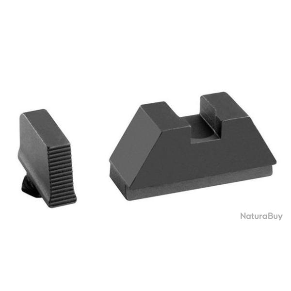 Organes de vis�e 5L noirs AMERIGLO guilloch�s pour Glock guidon 7.62mm hausse 9.53mm