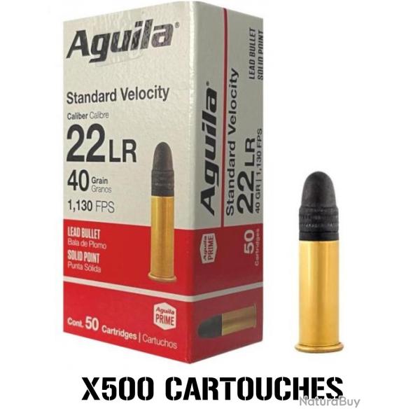 LOT 500 CARTOUCHES AGUILA Cal.22LR SV SP 40gr x50