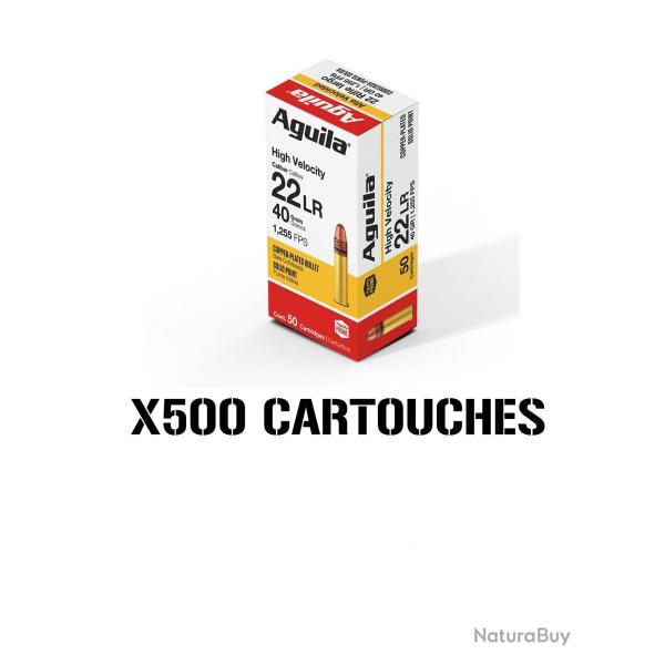 LOT 500 CARTOUCHES AGUILA Cal.22LR HV SP 40gr x50