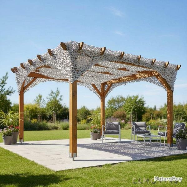 Filet de camouflage ombrag� S-Cut 4x4 m blanc - Protection solaire