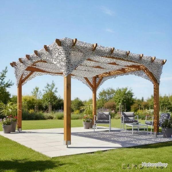 Filet de camouflage ombrag� S-Cut 4x4 m blanc - Protection solaire