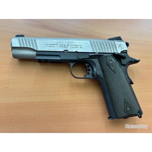 R�plique Colt 1911 rail gun bicolore noir Blowback CO2 en l'�tat- 1� sans prix de r�serve !!