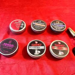 Lot de 6 boites de plombs 4,5 diff&eacute;rents marques