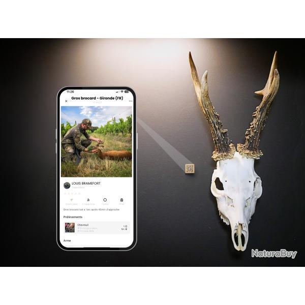 Plaque QR HUNTAG pour troph�e de chasse - Acc�s photos et d�tails du pr�l�vement