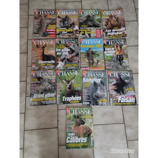 13 MAGAZINES CONNAISSANCE DE LA CHASSE ANNEES 2000/2001/2002/2003