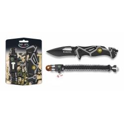 Couteau pliant FOS MARINE + bracelet de survie Paracorde