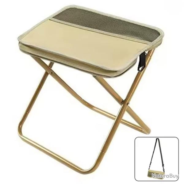 Tabouret Pliant Camping Portable P�che Randonn�e L�ger 120kg Sac transport Beige