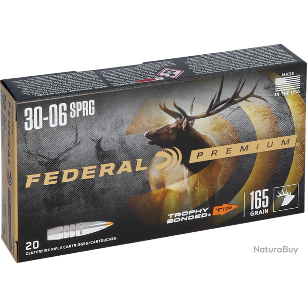 Cartouches Federal Premium Ogive Trophy Bonded Tip Calibre 30-06 Sprg - 180 grains