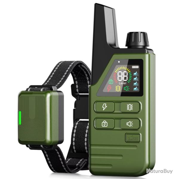 Collier Anti-Aboiement Dressage  300M IPX7 Rechargeable avec t�l�commande Vert