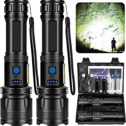 Lampe Torche LED 100000 Lumens &Eacute;tanche IPX7 Longue Port&eacute;e USB Batterie 2750mAh 7 Modes Tactique
